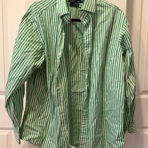 Ralph Lauren Menβs Green and White Striped Dress Shirt